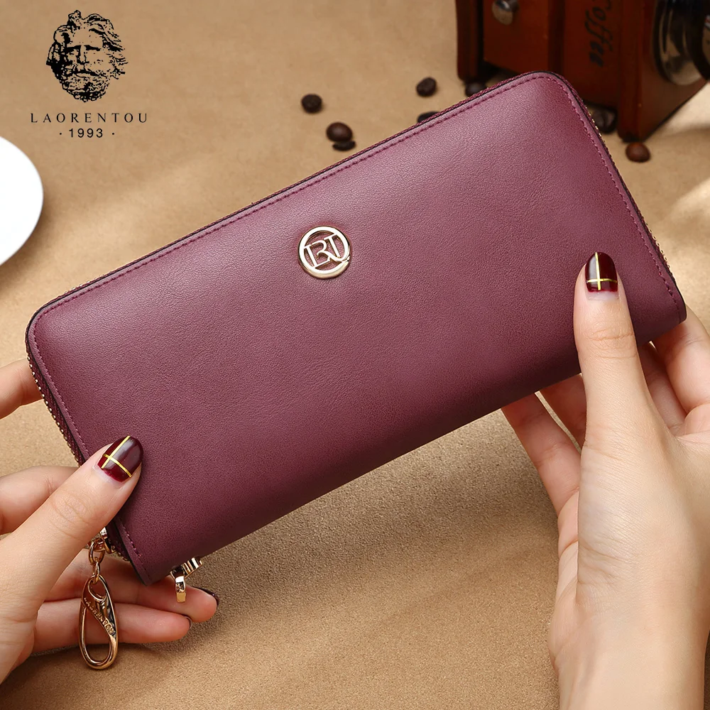 

LAORENTOU Brand Lady Wallet Simple & Stylish Women Zipper Purse Women Split Leather Retro Wallets New Fashion Clutch Wallets