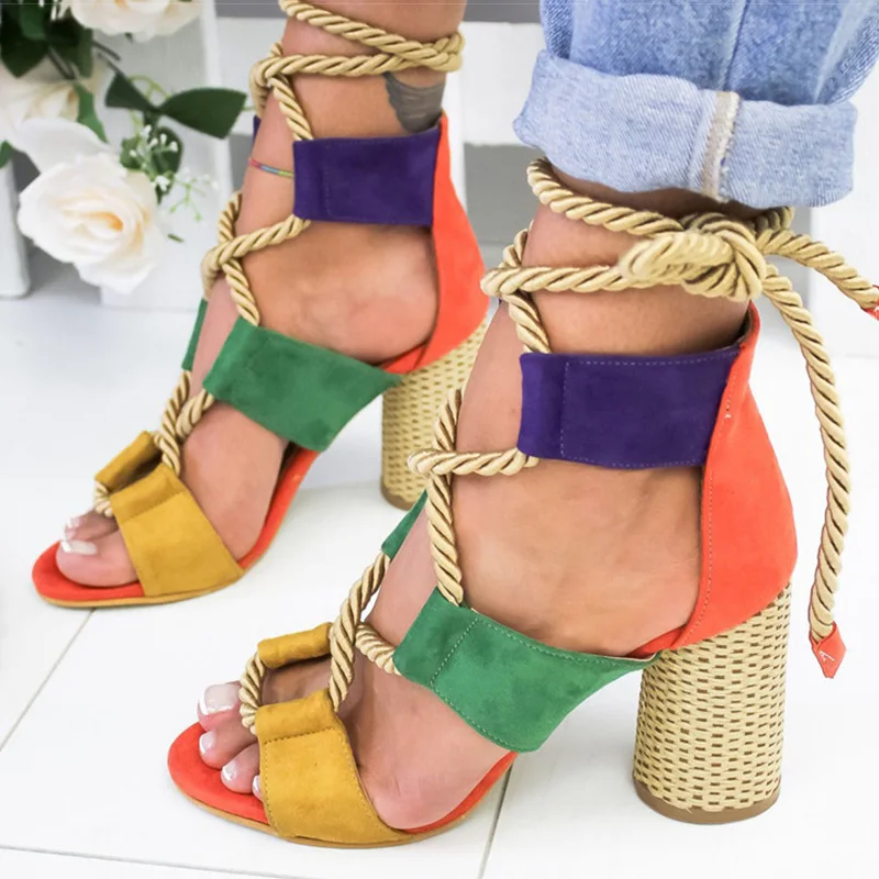 

2019 Summer Wedge Espadrilles Women Sandals Heel Pointed Fish Mouth Gladiator Sandals Hemp Rope Lace Up Platform Sandal