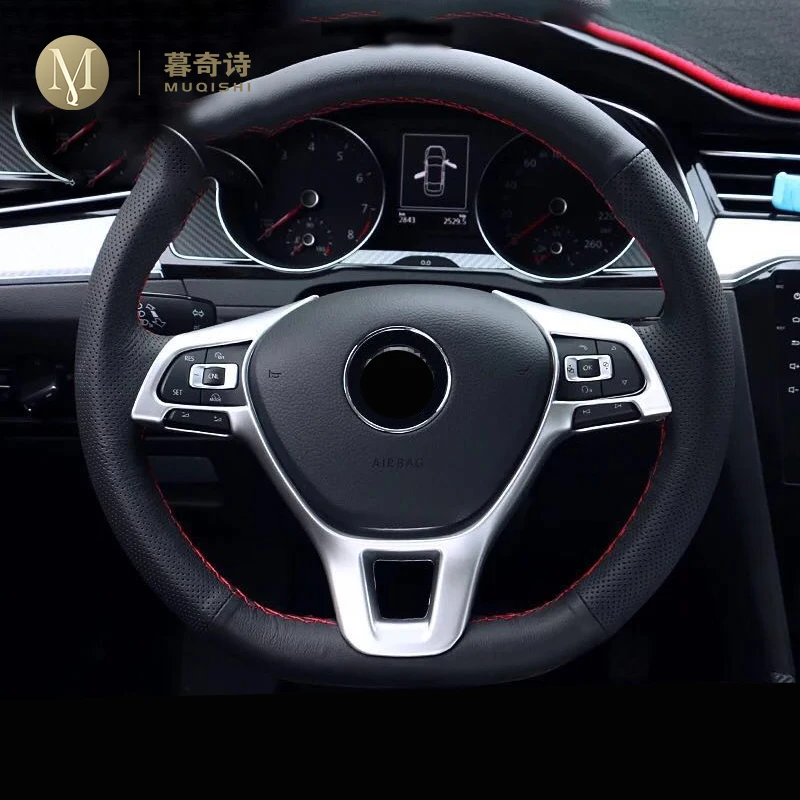 

For Volkswagen Tiguan Car Steering wheel Button frame Turntable switch decoration cover trim Car Styling Accessories ABS