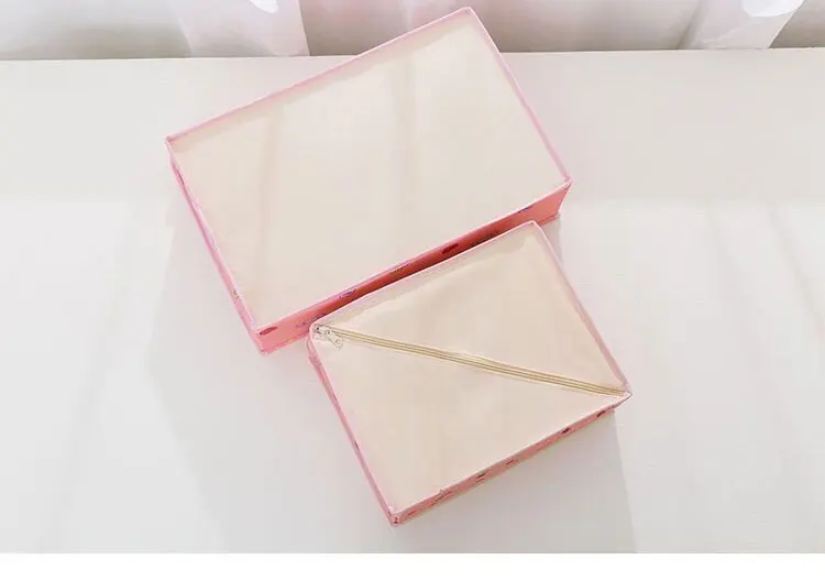 1pcs Cute Pink Drawer Organizador Underwear Non-woven Organizadores With Cover 14 Colors Wardrobe Organizer Box For Socks Bra