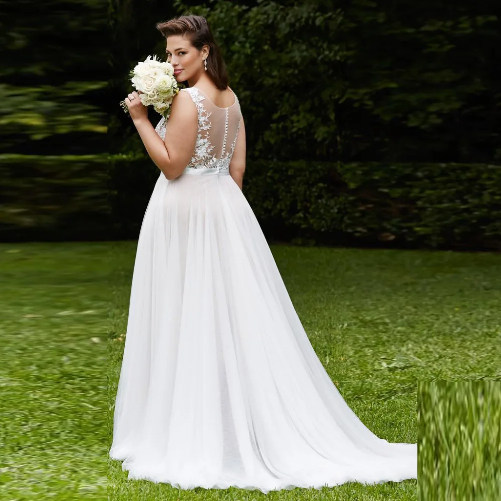 Desainer Gaun Pengantin Untuk Wanita Gemuk Appliques A Line