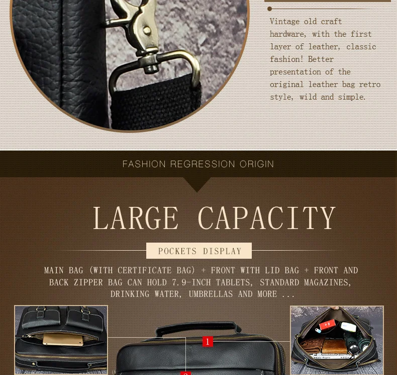 HTB1NO4Jakfb uJkSnhJq6zdDVXa9 Le'aokuu Men Real Leather Antique Style Coffee Briefcase Business 13" Laptop Cases Attache Messenger Bags Portfolio B207-d