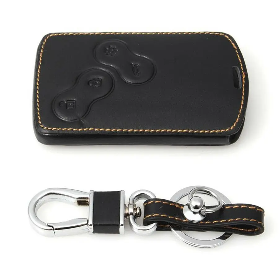 

Leather Key Case Cover Holder With Keychain Fit For Renault Koleos Laguna 2 3 Megane 1 2 3 Sandero