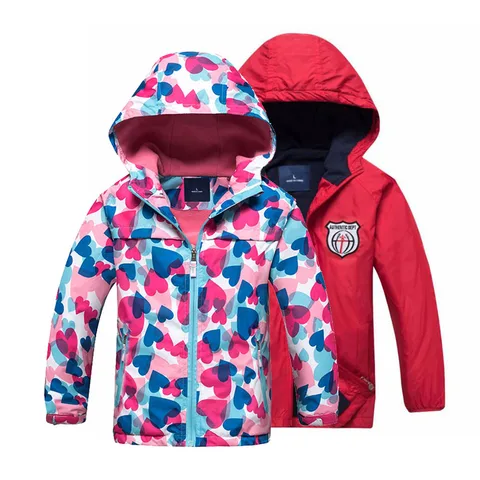 Jaquetas de Cor da Criança Impermeável ao ar Cabolsa com Capuz Meninas Outono Jaqueta Livre Roupas Infantis Esportes Casual lã Quente Outerwear