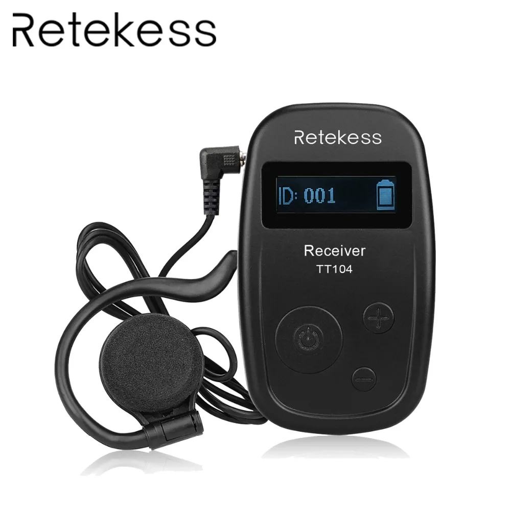

Retekess TT104 UHF Wireless Audio 740-790MHz Portable Receiver USB charging for Tour Guide System Meeting Church Interpretation