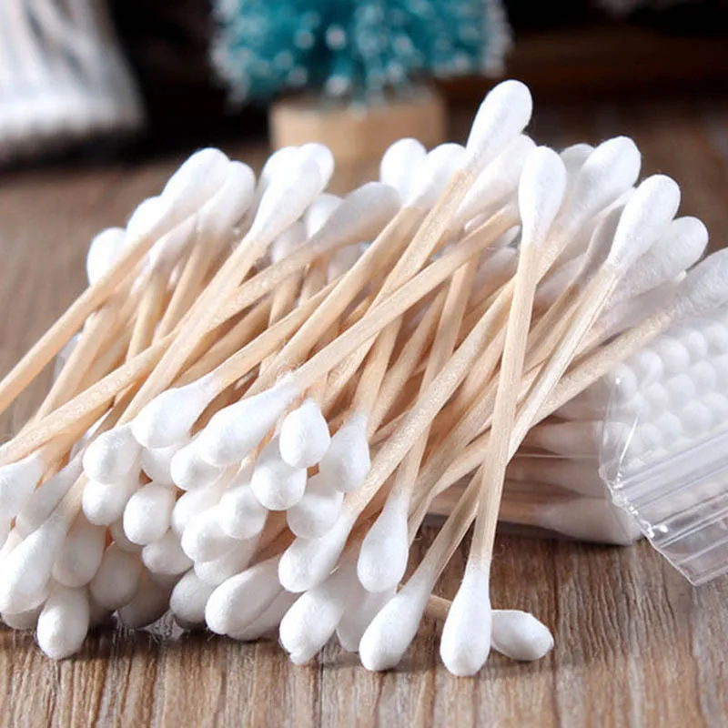 Women font b Beauty b font Makeup Cotton Swab Double Head Cotton Buds Make Up Wood