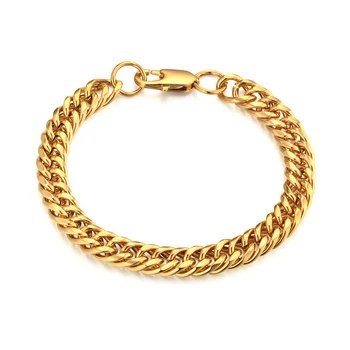 

Men's Thick Chains 21CM 8MM Mens Gold Silver Color Stainless Steel Chain Link Bracelet For Men Link Chain Jewelry