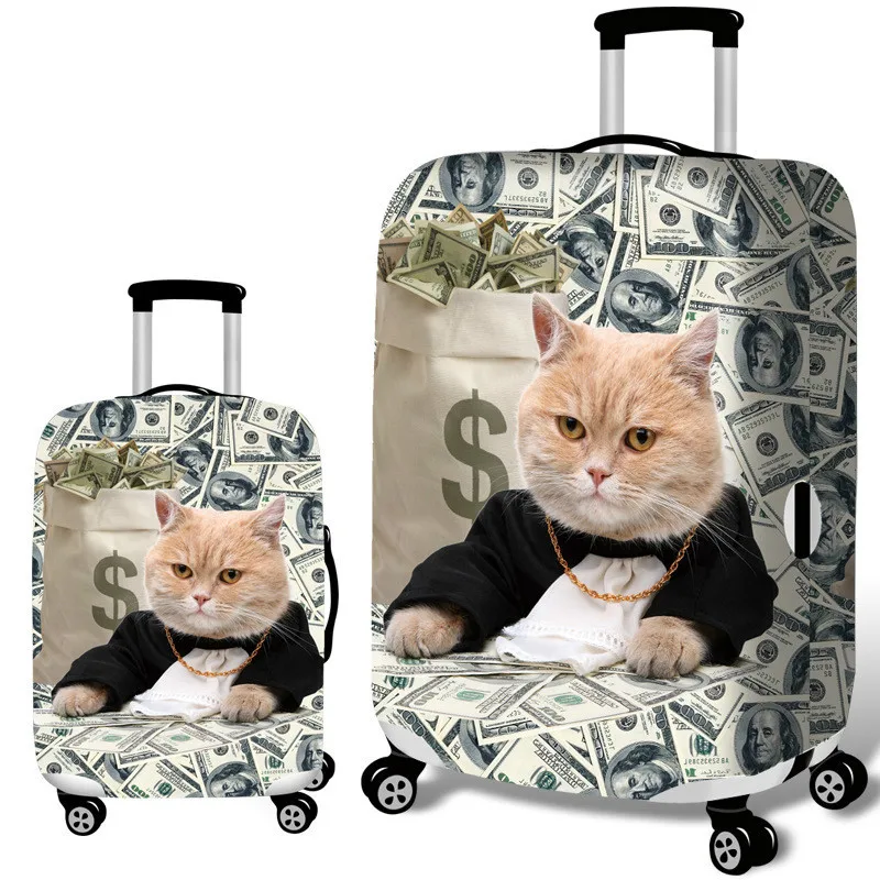 

Thicker Luggage Protective Covers Case Cat Travel Accessories Animal Print Elastic Suitcase Dust Cover Apply To 18''-32'' Valise