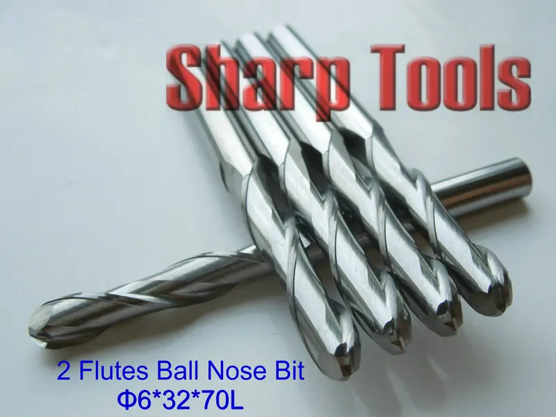 

Special 6*32*70MM Long 2 Flute Ball Cutter Solid Carbide End Mills Engraving Bit, Mdf Wood Router Cutters for CNC Mill 3d Relief
