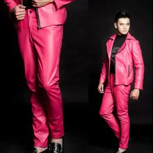 Сценические Мужские штаны кожаные брюки повседневные мужские брюки для пения, танцев Рок Мода pantalon homme уличная Звезда Стиль Новинка