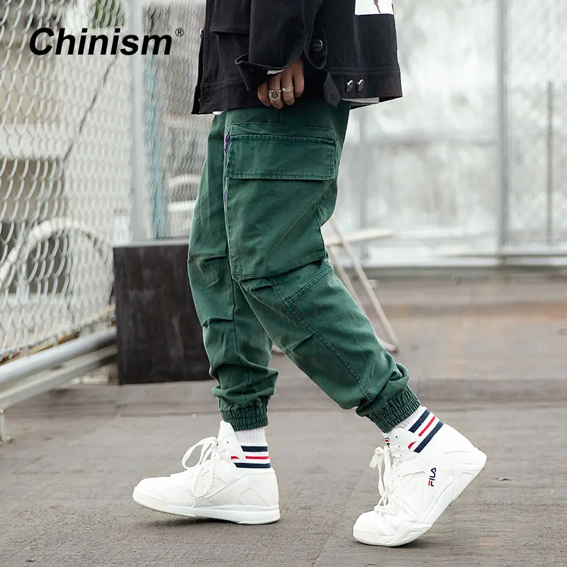 CHINISM Zipped Big Pocket Jogger Pants Male Streetwear Multi Pockets