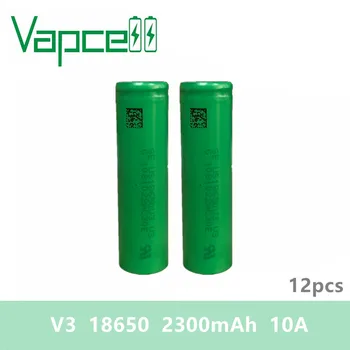 

12pcs VAPCELL 18650 battery 2300mah 10A lithium rechargeable battery V3 brand cell li-ion batteries E-CIG MOD