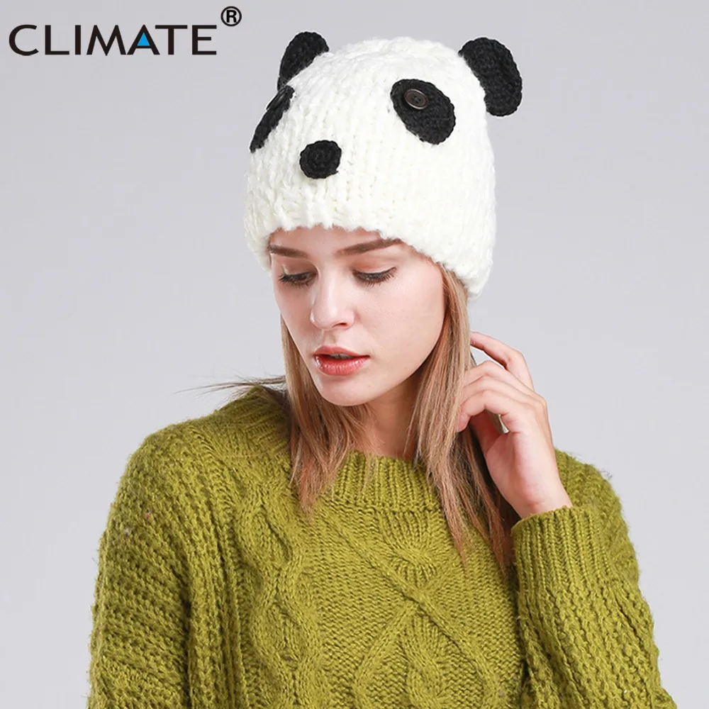 Костюм для хеллоуина, шапочка «панда», шапка с пандой, зимняя теплая вязаная шапка, Женская милая забавная шапка с пандой для Хеллоуина