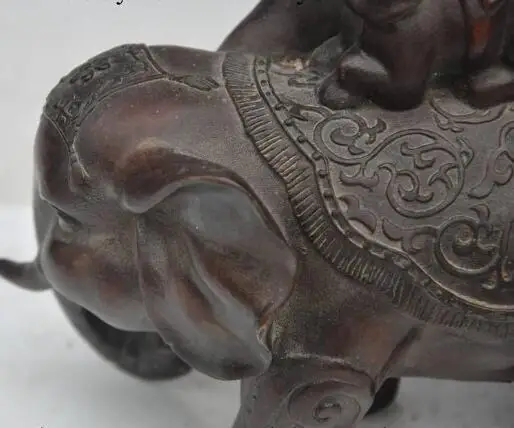 

S1840 china fengshui bronze animal elephant Mother and Child happiness lucky fu statue discount 30% (C0324)