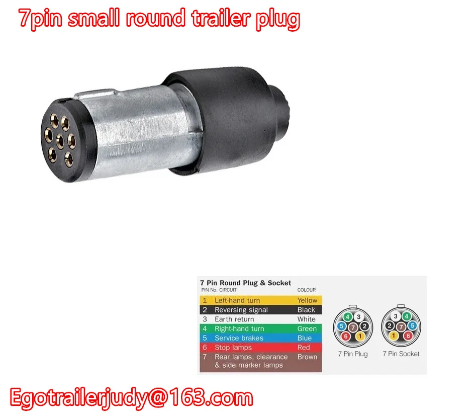 EGO TRAILER 7 PIN ROUND PLUG SMALL FEMALE METAL + 7 PIN ROUND MALE SLIM TRAILER CARAVAN BOAT
