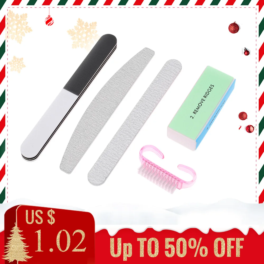 

5pcs/Set Nail Files Brush Durable Buffing Grit Sand Fing Nail Art Tool Accessories Sanding File UV Gel Polish Tools