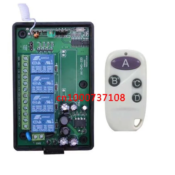 

110v 220V RF Wireless Remote Control Switch Transmitter&Receiver 4CH for Light/LED/Lamp Applicance Toggle Momentary Latched