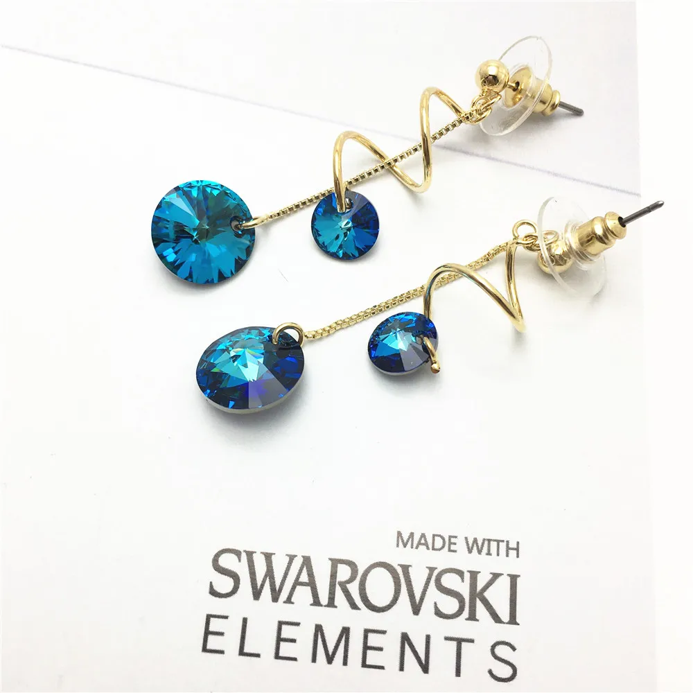 long spiral swarovski rivoli crystal bead earring for women06