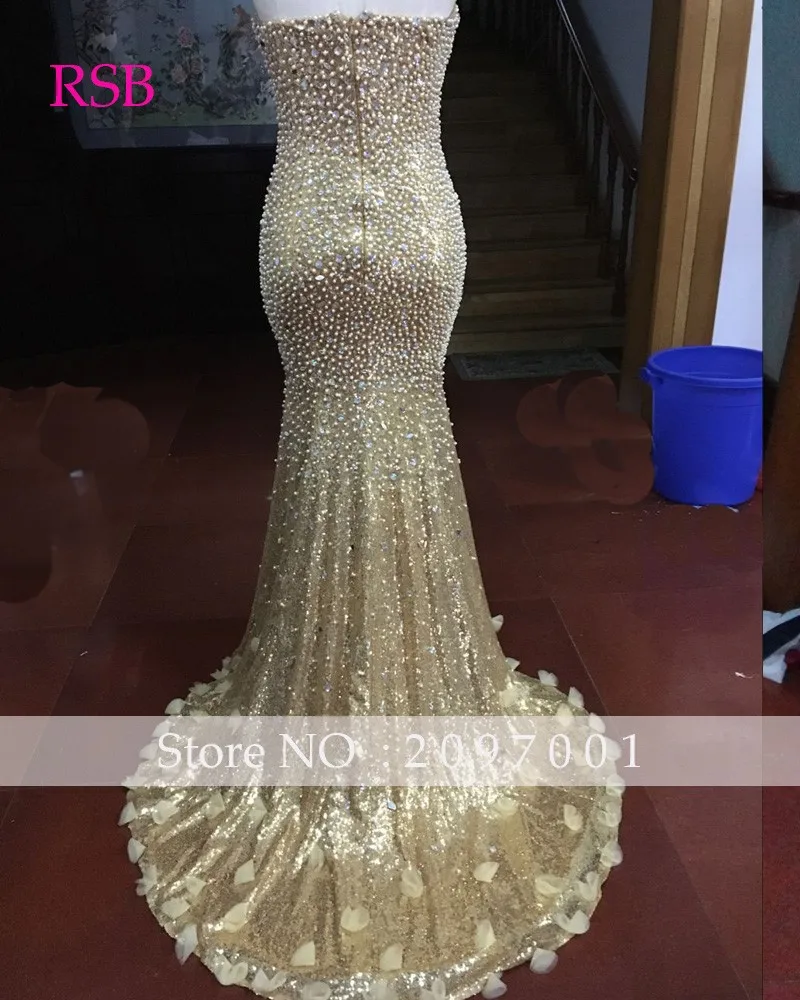 Bling Bling nuevo vestido de noche largo piso longitud de la sirena que rebordea lentejuelas Sleeveless Sweetheart Prom Dress (5)