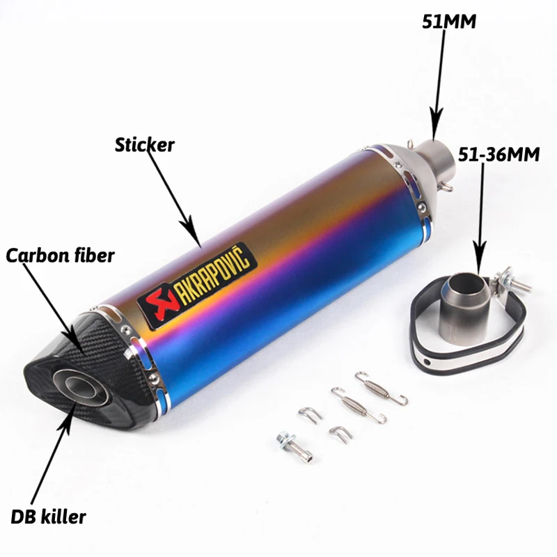 570mm largo silenciador moto de motogp cbr cqr yzf Akrapovic accesorios escape de moto ktm 36-51mm R1 250cc 350cc 600cc 570mm largo silenciador moto de motogp cbr cqr yzf Akrapovic accesorios escape de moto ktm 36-51mm R1 250cc 350cc 600cc