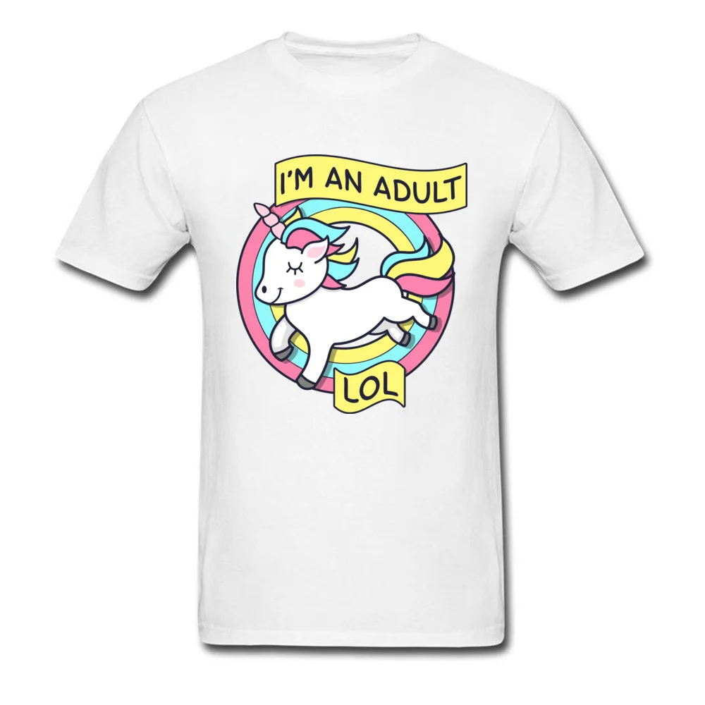 Unicorn Im An Adult Top T-shirts Newest Short Sleeve Geek Pure Cotton Crewneck Men Tops Shirts Comics Tee-Shirts Summer Unicorn Im An Adult white