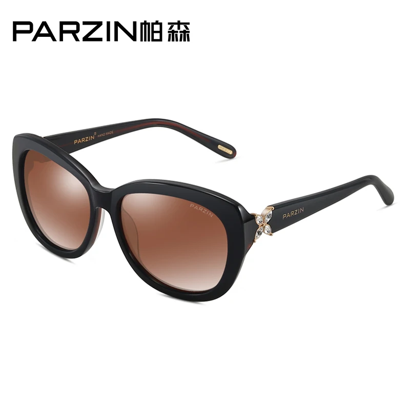 PARZIN бренд Для женщин солнцезащитные очки поляризованные очки для вождения большой рамки высокое качество солнцезащитные очки с чехол 9612 - Цвет линз: Coffee