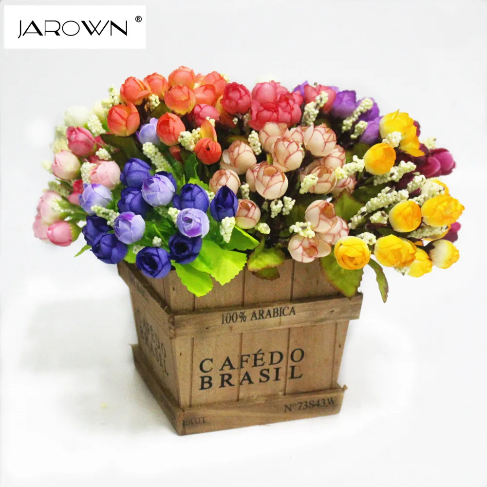 

Colorful Silk Flowers artificial flower 15 heads Mini Rose Home Decor for wedding small roses bouquet decoration