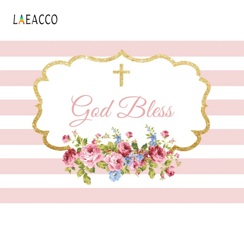 

Laeacco God Bless Stripe Flower Wedding Portrait Photography Backgrounds Customized Photographic Backdrops For Photo Studio