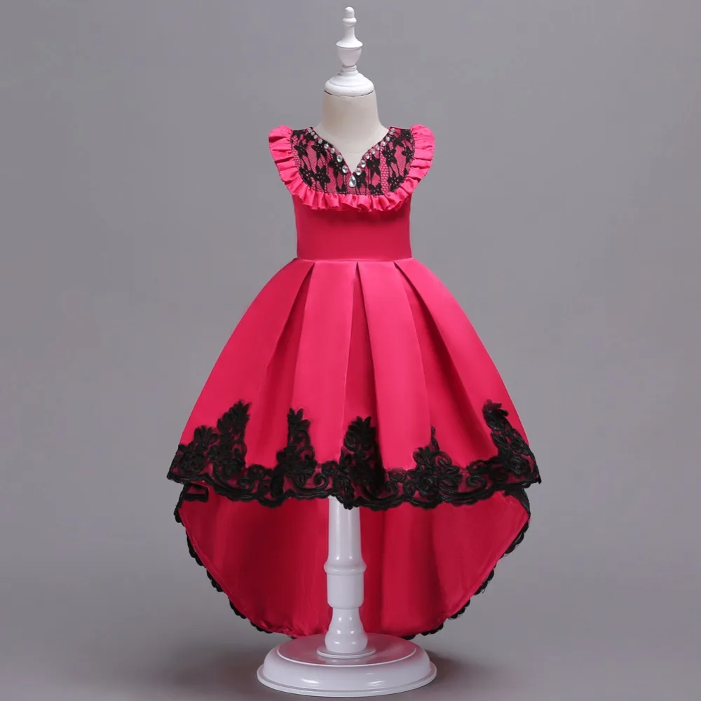 

New Summer Baby Girls Party Dress Evening Wear Long Tail Girl Clothes Elegant embroidery Flower Girl Dress Kid christams Dress