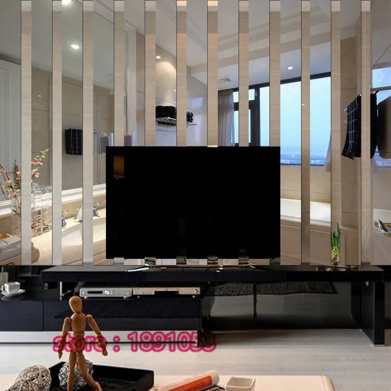 5 pcs 3D acrylic mirror wall stickers living room TV backdrop stickers