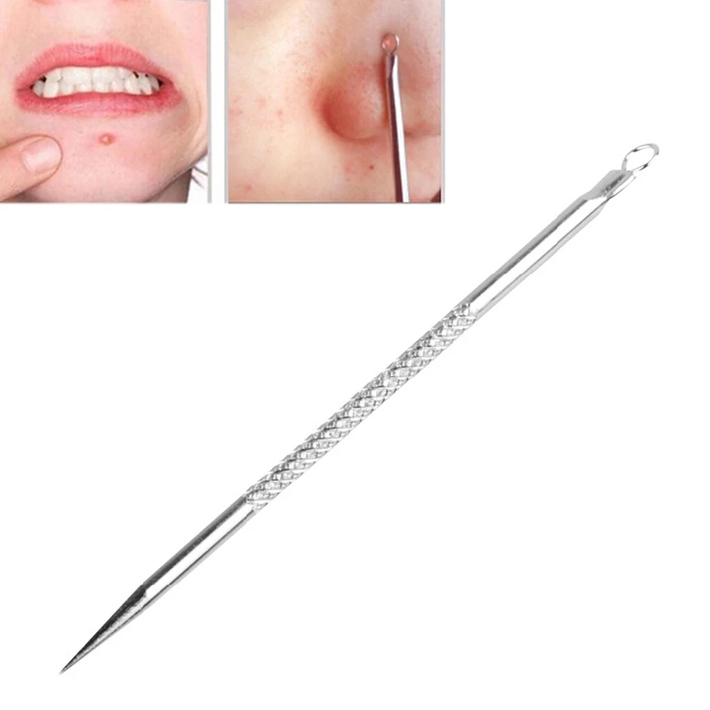 

Hot Sale 2pcs The Newest Blackhead Comedone Acne Pimple Blemish Extractor Remover Stainless Needles Makeup Tools