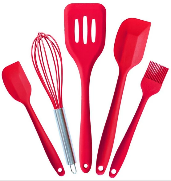 Hot Sale 5 Pieces Silicone Baking Untensil Set Europe Fashion Non-stick Kitchen Tools Free Shipping | Дом и сад