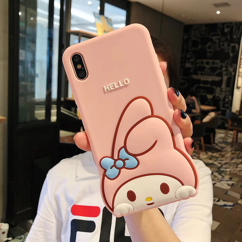 

For iPhone XS max XR X Cute 3D pink melody silicone phone Cases For iphone 8plus 7 7plus 8 6 6S 6Splus soft back cover