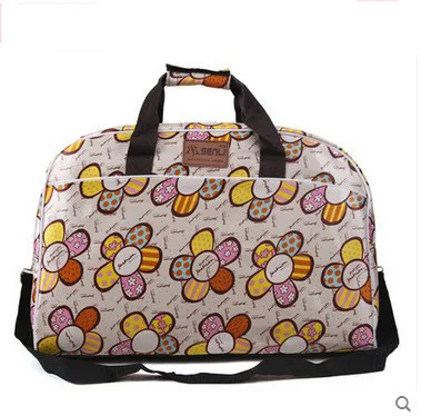 Корейский стиль модные женские дорожные сумки большой емкости Женские багажные дорожные сумки с цветочным принтом вещевые сумки PT741 - Цвет: light yellow colorfu