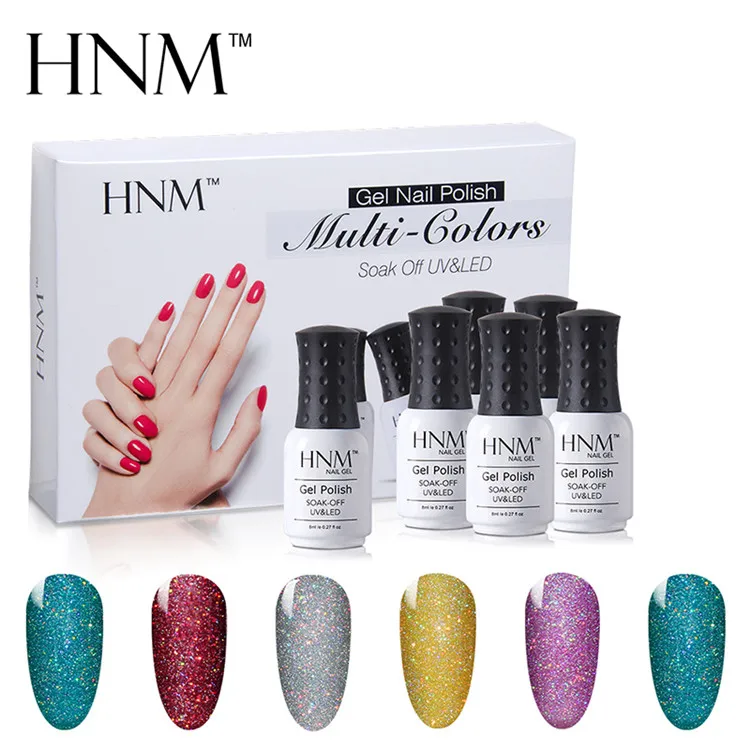 HNM 6 цветов 8 мл Bling Neon Комплект гель-лака 6 шт./лот блеск лак для ногтей наборы Led UV дизайн ногтей геллак полупостоянные гибридные Лаки - Цвет: NE004