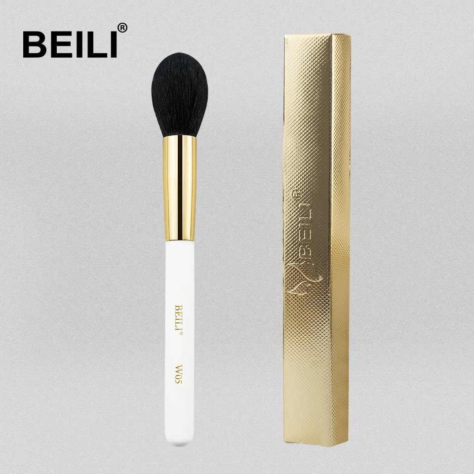 BEILI, Профессиональные кисти для макияжа W05, нано, шерсть, волокно, конические румяна, жемчужно-белая ручка, Золотая Косметическая кисть