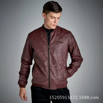 

The new spring 2019 men's camouflage leather PU leather casual jacket
