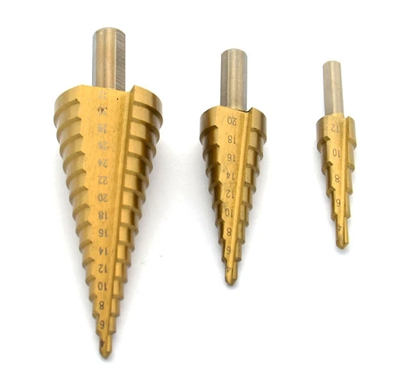 

New 3Pcs HSS steel Large Step Cone Drill Titanium Bit Set Step Bit Tool Hole 4-12/20/32mm