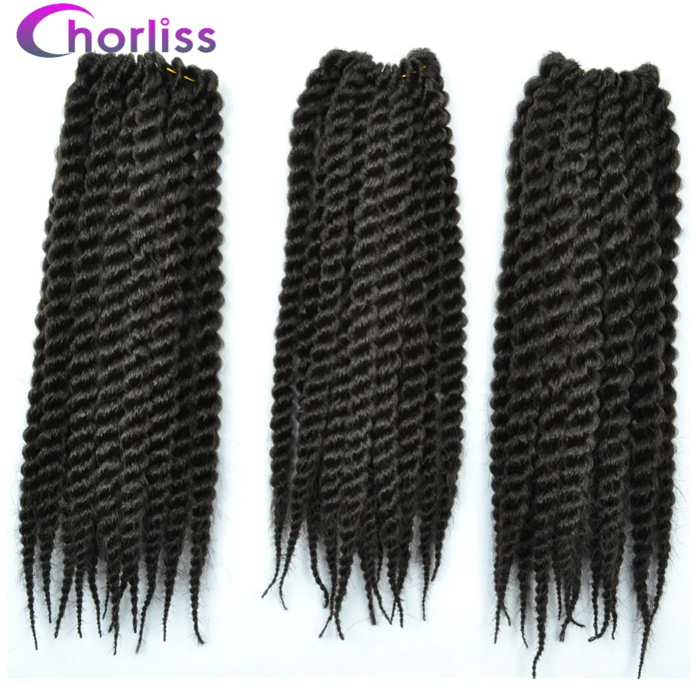 

Chorliss 12" Havana Twist Crochet Braids Hair Black Synthetic Ombre Braiding Hair Extensions 75g/pack 12Strands/Pack Black Bug