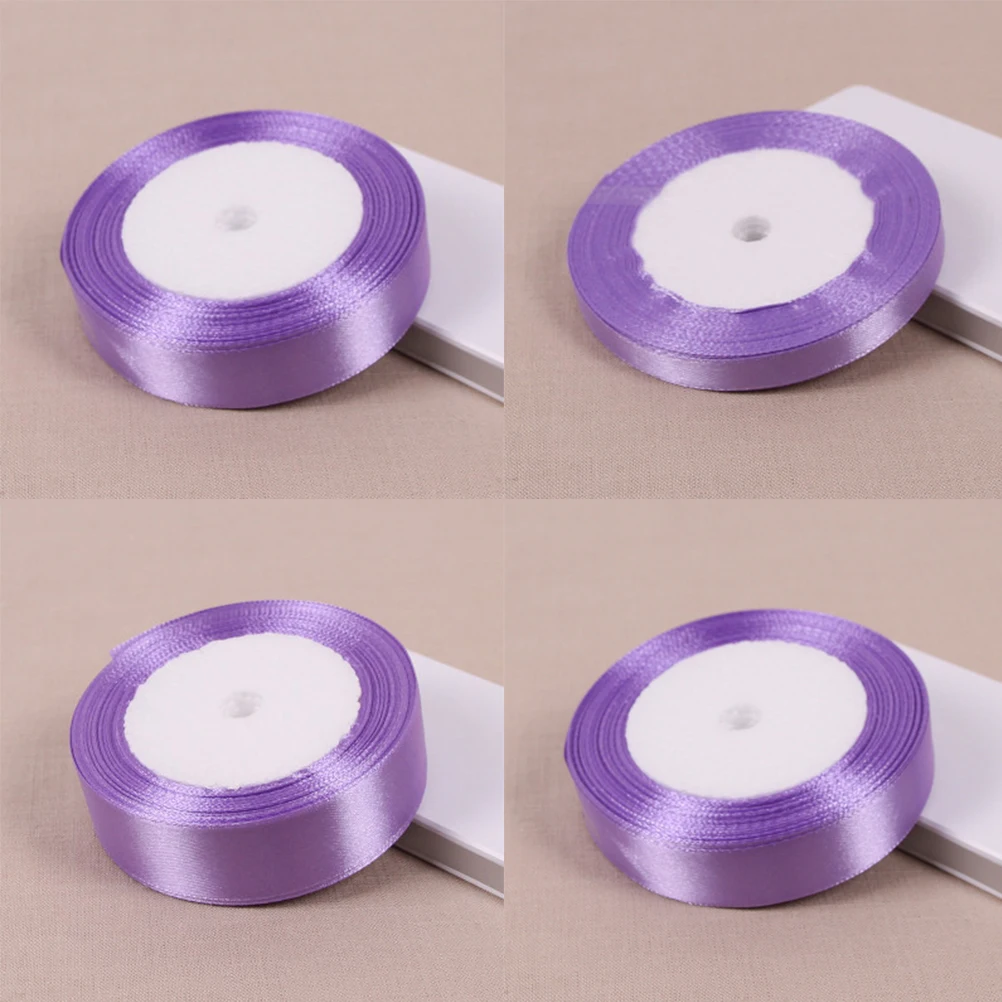 New 25 Yards Purple Silk Satin Ribbons Apparel Sewing Fabric Ribbon
