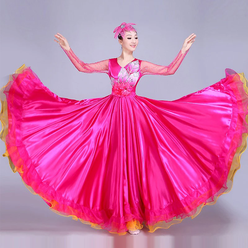 

Spanish Dancing Flamenco Dresses Colorful Ballroom Women Dress Stage Show Wear Performance Costume Ladies Clothes Adult DNV11573