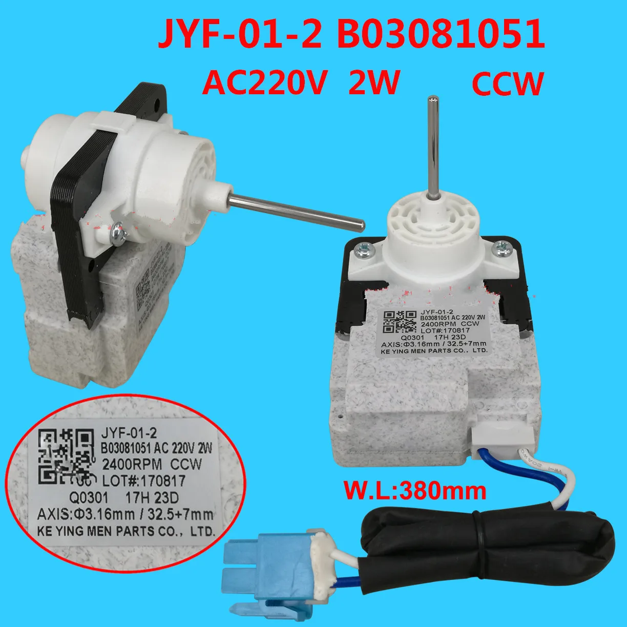 Refrigerator parts fan motor JYF 01 2 B03081051 AC220V refrigerator AC