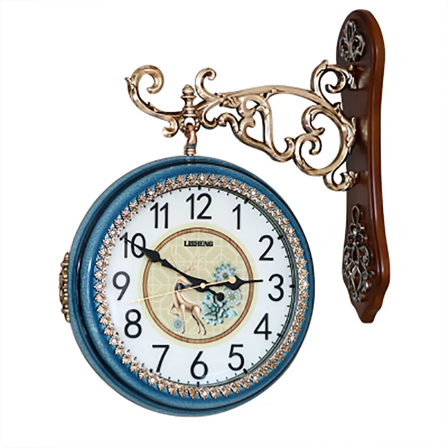 European Double Sided Wall Clock Blue Silent Clocks Creative Trend Guess Women Decorative Home