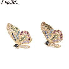 Pipitree красивые серьги в виде бабочек для женщин леди медный Фианит, циркон, кристалл серьги модные серьги ювелирные изделия для свадьбы подарок