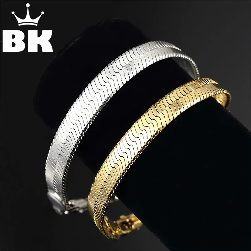 Gold Herringbone Bracelet For Men And Women Fashion Jewellery 21cm Gold Herringbone Bracelet For Men And