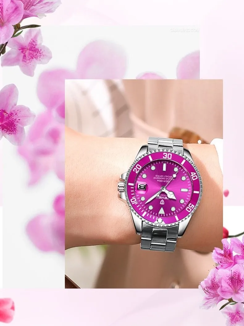 Women Watches TEVISE T801 Automatic Watch Woman Rotatable Case Montre Femme Mechanical Wristwatches With Watchband Fix Tool (2)