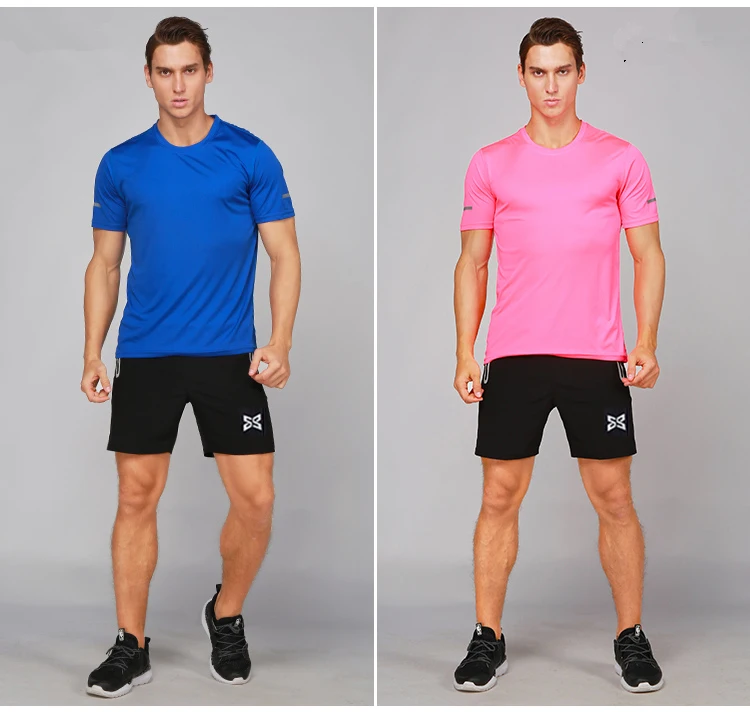 Мужские наборы для бега Молодежные быстросохнущие спортивные костюмы одежда фитнес футболки+ шорты дышащий Быстросохнущий Спортивный костюм спортивная одежда