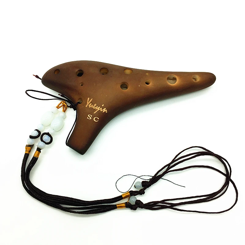 

High Quality 12 Hole Ocarina Alto &Soprano C/G/F Key Smoked Burning Process Professional Ceramic Zelda Flute Musical Instruments