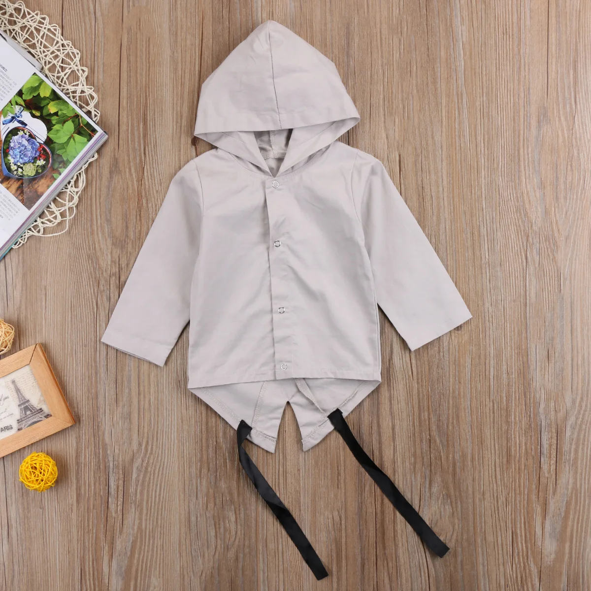 US STOCK Baby infant Boys Coats letter print Hooded Jacket Spring Autumn Outfits Clothes Long Sleeve button belt Hooded Coat