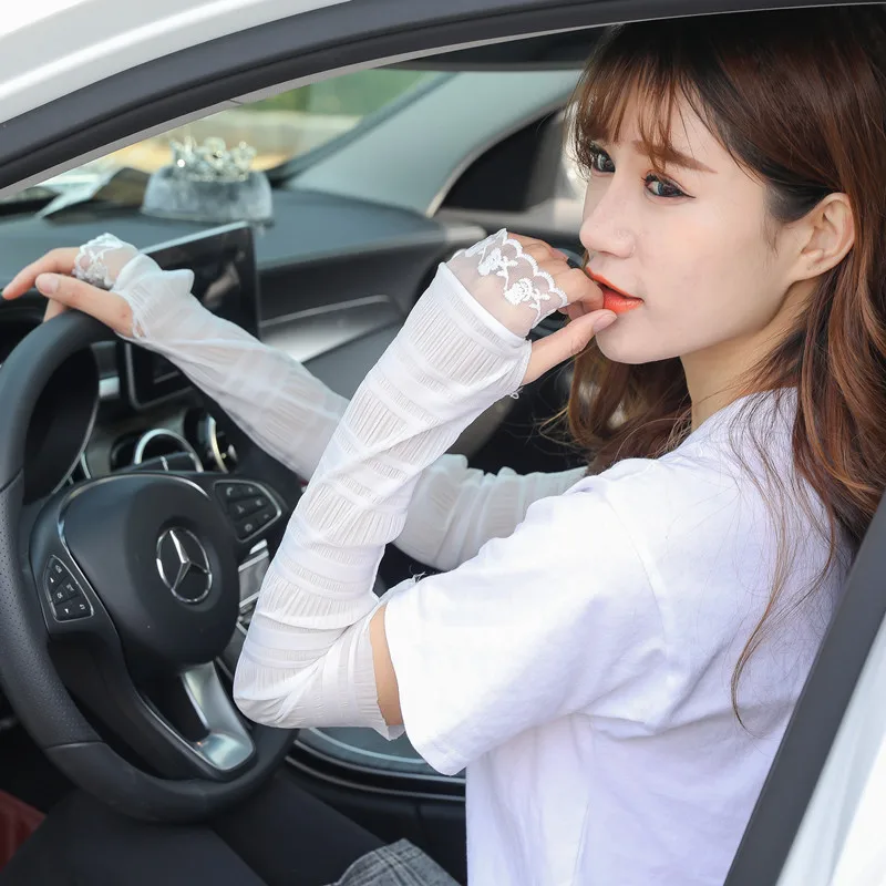 

Summer Thin Section Lace Sunscreen Sleeves Female Ice Riding DrivingSports Anti UV Outdoor Arm warms